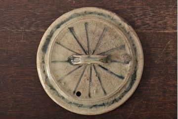 江戸期　古い美濃焼蓋物(織部瀬戸)(R-044574)