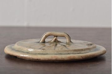 江戸期　古い美濃焼蓋物(織部瀬戸)(R-044574)
