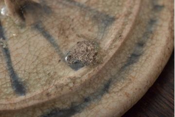 江戸期　古い美濃焼蓋物(織部瀬戸)(R-044574)