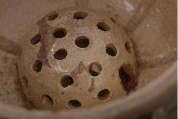 江戸期　古い美濃焼蓋物(織部瀬戸)(R-044574)