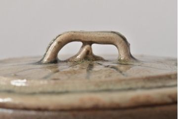 江戸期　古い美濃焼蓋物(織部瀬戸)(R-044574)