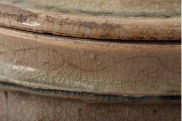 江戸期　古い美濃焼蓋物(織部瀬戸)(R-044574)