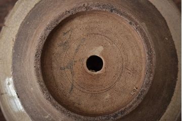 江戸期　古い美濃焼蓋物(織部瀬戸)(R-044574)