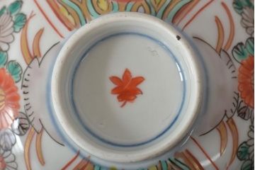 江戸期　古伊万里　色絵染付蓋茶碗3客(和食器)(R-044575)