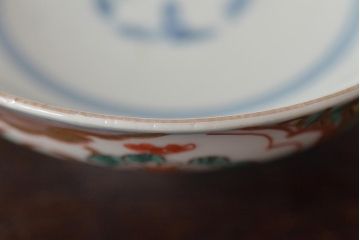 江戸期　古伊万里　色絵染付蓋茶碗3客(和食器)(R-044575)