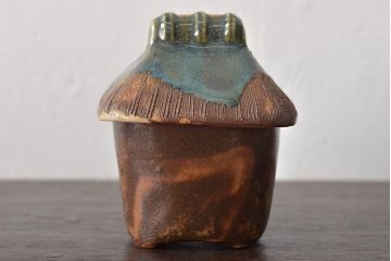 明治〜大正　古い美濃焼蓋物5客(織部向付)(R-044577)