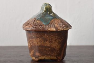 明治〜大正　古い美濃焼蓋物5客(織部向付)(R-044577)