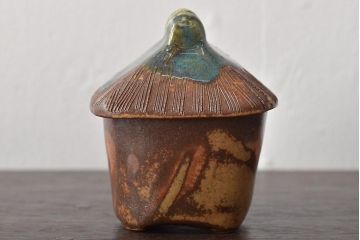 明治〜大正　古い美濃焼蓋物5客(織部向付)(R-044577)