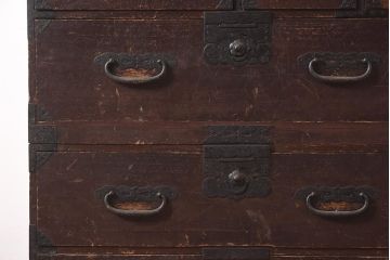 アンティーク家具　和製　明治期　珍しいデザインの重ね箪笥(和箪笥、衣装箪笥)(R-044585)