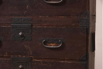 アンティーク家具　和製　明治期　珍しいデザインの重ね箪笥(和箪笥、衣装箪笥)(R-044585)