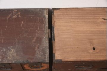 アンティーク家具　和製　明治期　珍しいデザインの重ね箪笥(和箪笥、衣装箪笥)(R-044585)