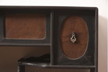 アンティーク家具　和製　大正期　前板ケヤキ・中桐材　和洋折衷のデザインが魅力のおしゃれな茶棚(茶箪笥、収納棚、違い棚、戸棚)(R-044587)