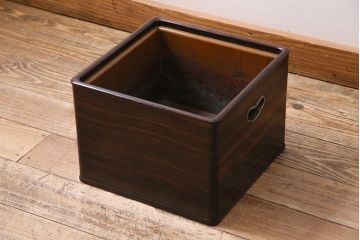 アンティーク雑貨　昭和初期　指物家具　縞黒檀(シマコクタン)材　縞目の美しい高級角火鉢(木製火鉢、箱火鉢)(R-044591)