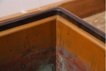 アンティーク雑貨　昭和初期　指物家具　縞黒檀(シマコクタン)材　縞目の美しい高級角火鉢(木製火鉢、箱火鉢)(R-044591)