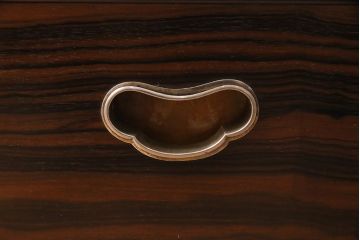 アンティーク雑貨　昭和初期　指物家具　縞黒檀(シマコクタン)材　縞目の美しい高級角火鉢(木製火鉢、箱火鉢)(R-044592)
