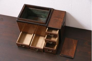 アンティーク雑貨　大正昭和初期　激レアなデザインの煙草盆(たばこ盆、豆長火鉢)(R-044593)