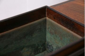 アンティーク雑貨　大正昭和初期　激レアなデザインの煙草盆(たばこ盆、豆長火鉢)(R-044593)