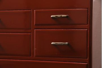 アンティーク家具　和製アンティーク　昭和初期　朱塗り　朱色が独特の存在感漂う裁縫箱(ソーイングボックス、小引き出し、小物収納)(R-044594)