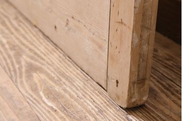 アンティーク建具　フランスアンティーク　パイン材　レトロガラス入り　アーチ型のフォルムがおしゃれな木製ドア(木製扉、ガラス扉)(R-044597)