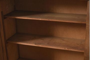 アンティーク家具　和製　大正ロマン　栓材　ダイヤガラス　透かし彫りの意匠がおしゃれな本箱(ブックケース、収納棚、飾り棚、キャビネット)(R-044601)