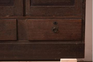 アンティーク家具　和製　大正ロマン　栓材　ダイヤガラス　透かし彫りの意匠がおしゃれな本箱(ブックケース、収納棚、飾り棚、キャビネット)(R-044601)