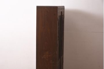 アンティーク家具　和製　大正ロマン　栓材　ダイヤガラス　透かし彫りの意匠がおしゃれな本箱(ブックケース、収納棚、飾り棚、キャビネット)(R-044601)