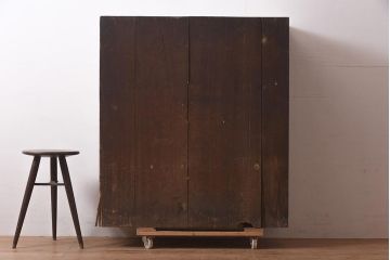 アンティーク建具　和製　明治大正期　古い質感が味わい深い木製戸棚(収納棚、キャビネット)(R-044604)