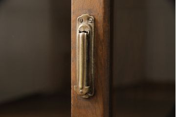 アンティーク家具　和製　昭和初期　ナラ材のおしゃれなガラス戸棚(キャビネット、収納棚、飾り棚)(R-044605)