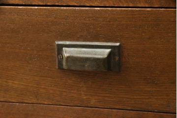 アンティーク家具　和製　昭和初期　ナラ材のおしゃれなガラス戸棚(キャビネット、収納棚、飾り棚)(R-044605)
