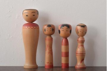 坂下隆男　村井福太郎　小松五平　渡辺喜平　伝統こけし4本セット(R-044606)