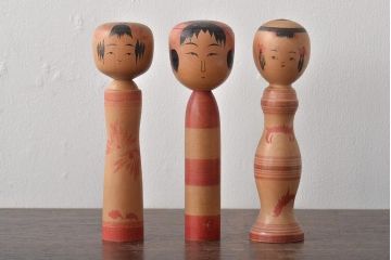 坂下隆男　村井福太郎　小松五平　渡辺喜平　伝統こけし4本セット(R-044606)