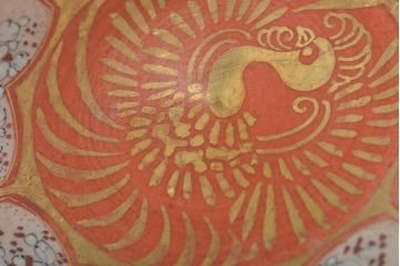 明治期　九谷焼　花蝶図　赤絵三つ重ね鉢(深鉢、深皿)(R-044613)