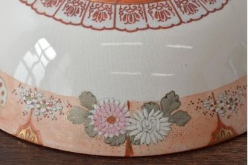 明治期　九谷焼　花蝶図　赤絵三つ重ね鉢(深鉢、深皿)(R-044613)