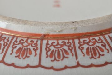 明治期　九谷焼　花蝶図　赤絵三つ重ね鉢(深鉢、深皿)(R-044613)