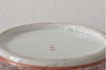 明治期　九谷焼　花蝶図　赤絵三つ重ね鉢(深鉢、深皿)(R-044613)