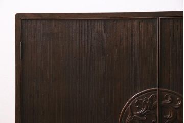 アンティーク家具　昭和初期　珍品　前板桐材・天板側板ナラ材　モダンデザインが素敵な収納棚(戸棚)(R-044617)