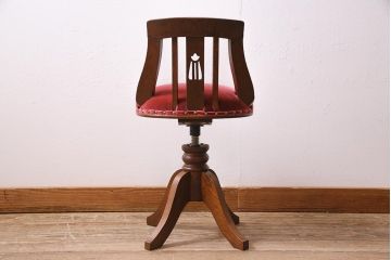 アンティーク家具　大正ロマン　ナラ材　小振りでかわいいドクターチェア(回転椅子)(R-044618)