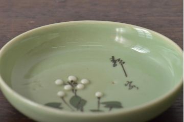 大正〜昭和初期　青磁花文小皿7枚セット(R-044622)