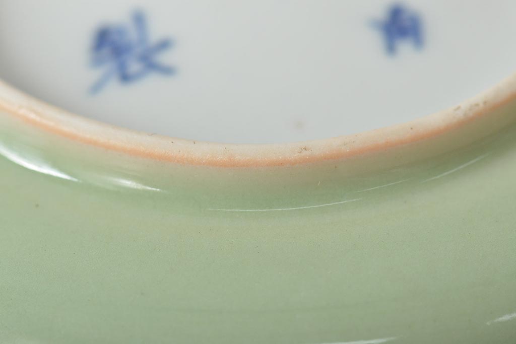 大正〜昭和初期　青磁花文小皿7枚セット(R-044622)