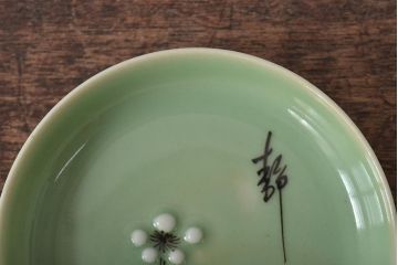 大正〜昭和初期　青磁花文小皿7枚セット(R-044623)