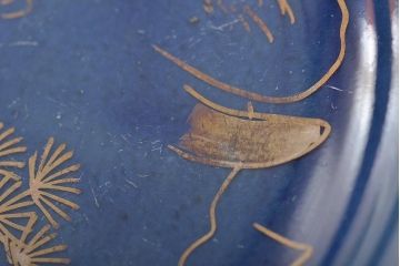 幕末明治期　瑠璃釉金彩五寸皿3枚セット(中皿)(R-044625)