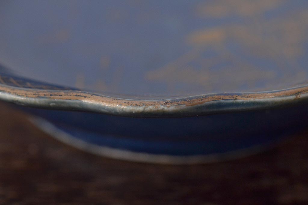 幕末明治期　瑠璃釉金彩五寸皿3枚セット(中皿)(R-044625)