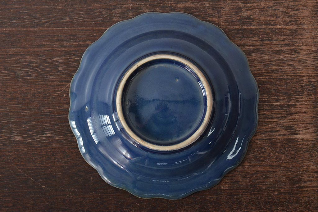 幕末明治期　瑠璃釉金彩五寸皿3枚セット(中皿)(R-044625)