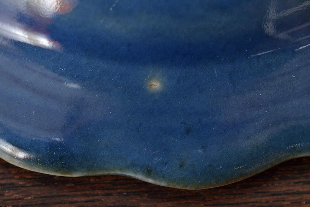 幕末明治期　瑠璃釉金彩五寸皿3枚セット(中皿)(R-044625)