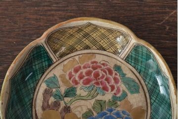 明治期　九谷焼　花文色絵小皿5枚(R-044626)