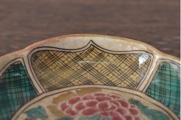明治期　九谷焼　花文色絵小皿5枚(R-044626)