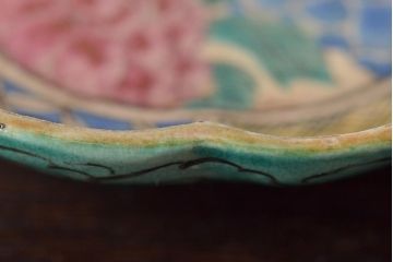 明治期　九谷焼　花文色絵小皿5枚(R-044627)