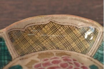 明治期　九谷焼　花文色絵小皿5枚(R-044628)