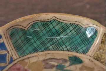 明治期　九谷焼　花文色絵小皿5枚(R-044628)