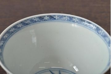 江戸期　古伊万里　大明年製　色絵染付　蓋茶碗3客(上手物古伊万里)(R-044632)